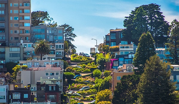 Famous Lombard Street in San Francisco, California
